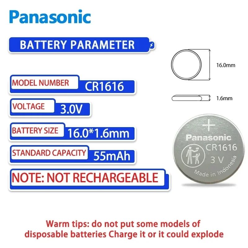 10-100PCS Original Panasonic CR1616 Button Coin Cell DL1616 5021LC 3V Lithium Battery For Watch Remote Calculator Car Key