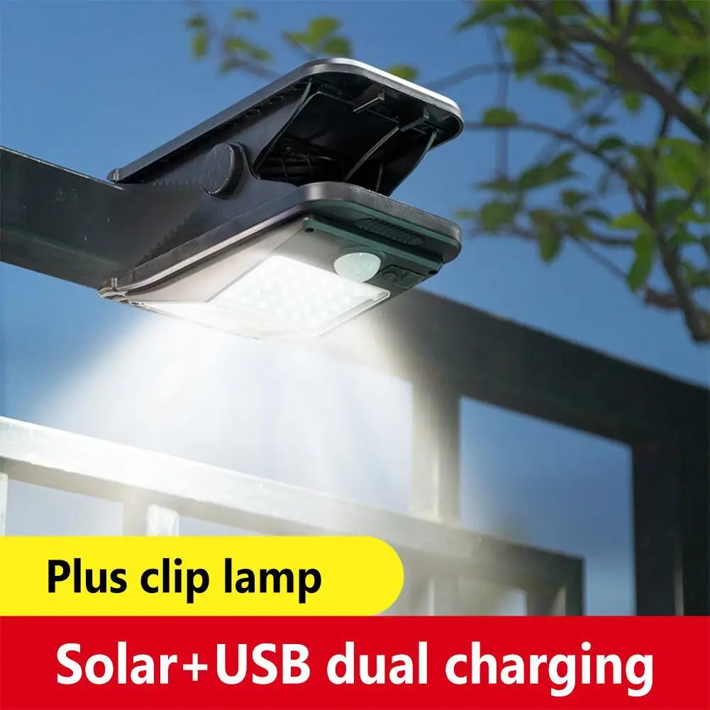 Luces solares con Clip para exteriores, luz de seguridad inalámbrica impermeable IP67, 72 LED, Sensor de movimiento, para valla, cubierta, pared, garaje, Patio