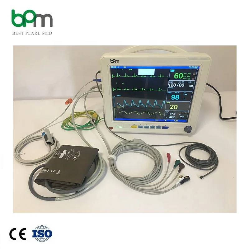 2026 Wholesale 12.1 Inch Vital signal Monitor Touch Screen Multifunction Monitor Steel Metal Veterinary Monitoring Devic