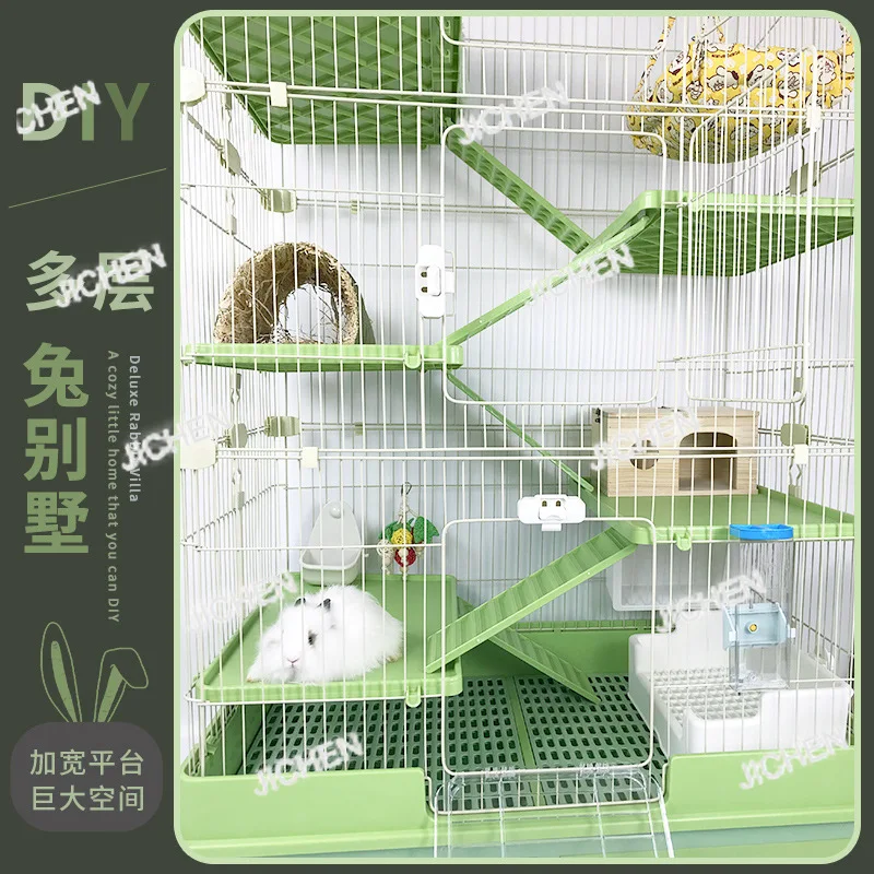 

HS Роскошная большая клетка для кроликов с защитой от брызг, ящик для мочи, клетка для кроликов, клетка для морских свиней, большая вилла, автоматическая очистка маневра