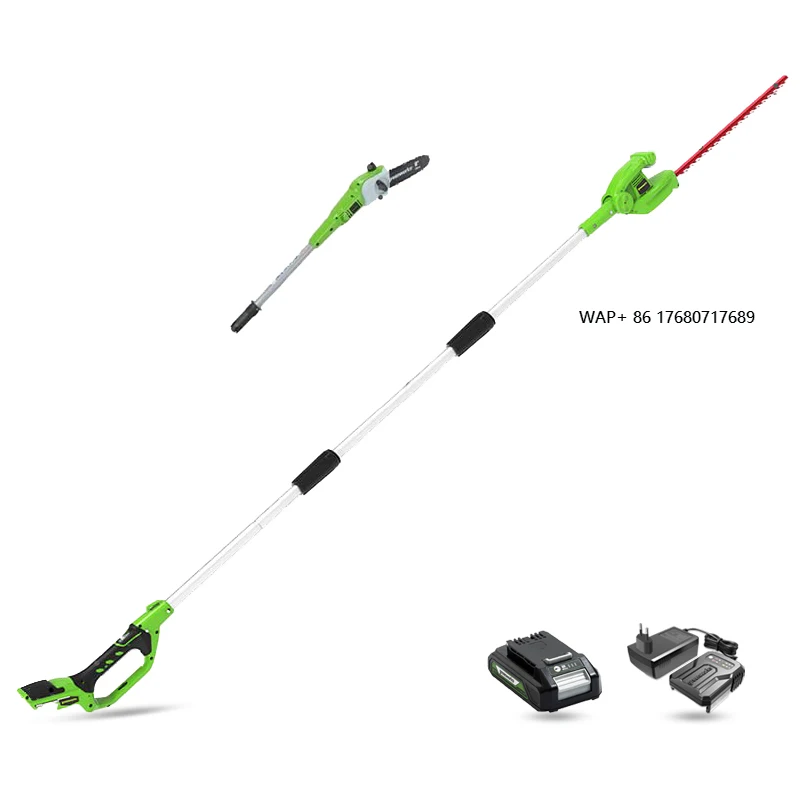 Greenworks 24V 2-in-1 Pole Saw and Hedge Trimmer with Shoulder Strap 8inch Polesaw and 51cm Trimmer with 2Ah Battery and Charger