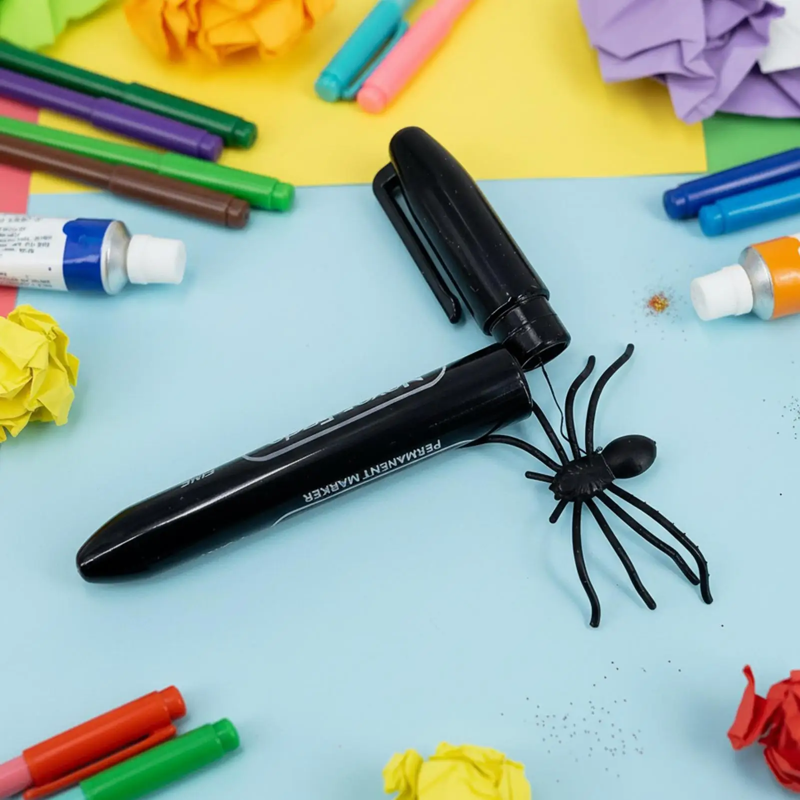 Realistic Fake Spider Pen Novelty Prank Toy for April Fools' Day Party Jokes Gag Gift for Friends Family Students Colleagues