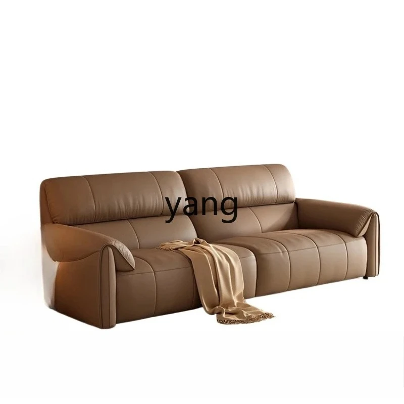 LMM  simple first-layer cowhide sofa living room straight piano keys leather sofa