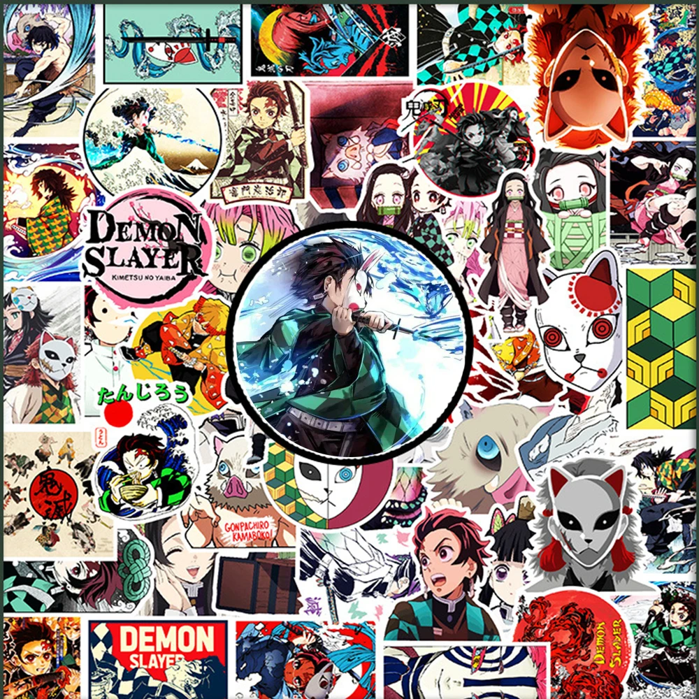 10/30/50Pcs Cartoon Demon Slayer Kimetsu No Yaiba Anime Sticker for Laptop Luggage Waterproof DIY Cool Decals Toys Gifts