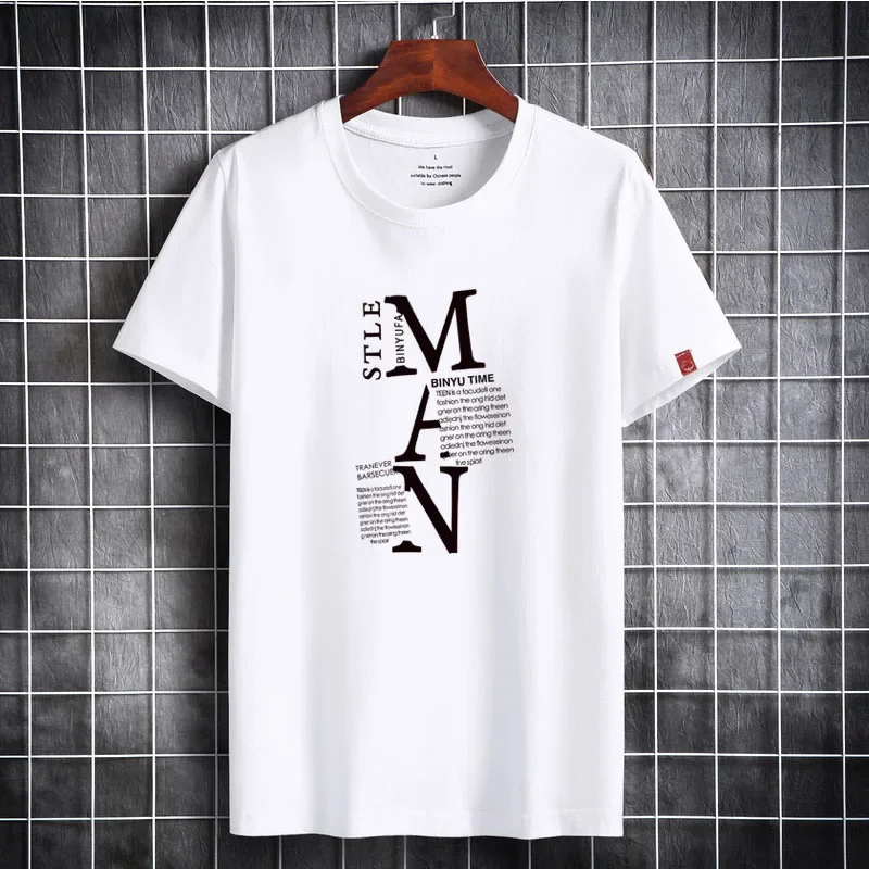 Men`s T-shirt New Arrival 2021 Summer Short Sleeve Cotton T-shirt High Quality Letter Pattern Simple Style Plus Size S - 6XL