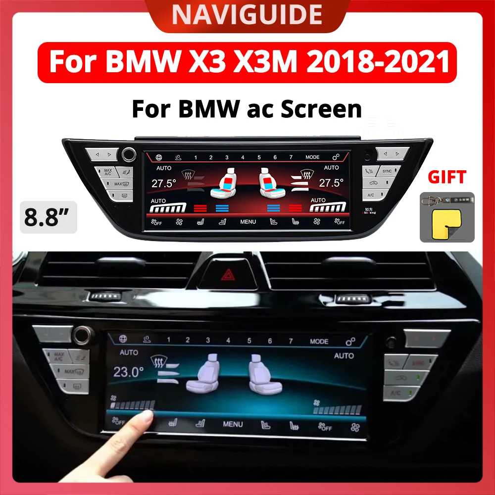 NAVIGUIDE 8.8 Inch For BMW X3 X3M 2018-2021 Car Air Conditioning Control Climate Touch AC Panel Display Touch Screen Voice LCD