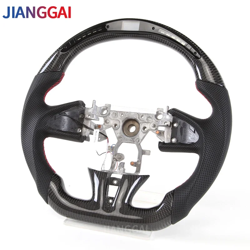 

For Infiniti Q50 QX50 2010-2016 Carbon Fiber Steering Wheel LED Digital Racing Display Perforated Leather Red Stitching