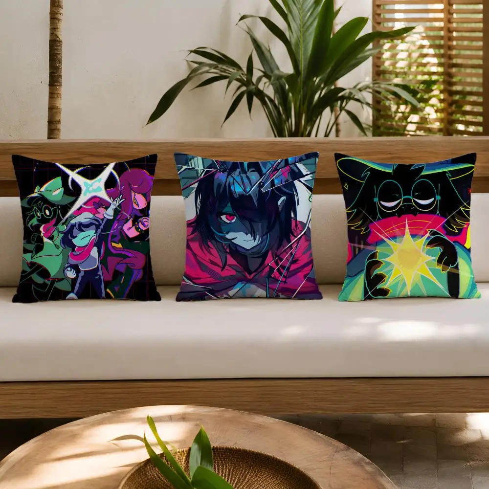 Cushion Cover Wrinkle-Resistant Short Plush Pillow Case Breathable Machine-Washable Video Game D-Deltarune