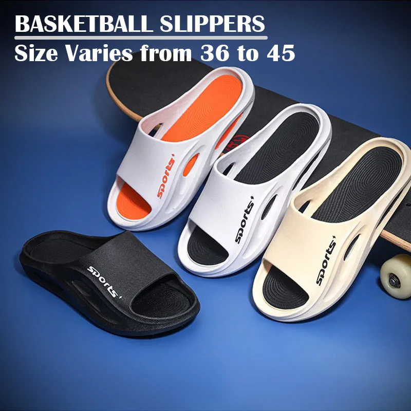 Trendy Basketball Slippers for Men in Summer Outdoor Sports Wear Anti Slip PVC Odor Resistant Sandals Basketball Slippers