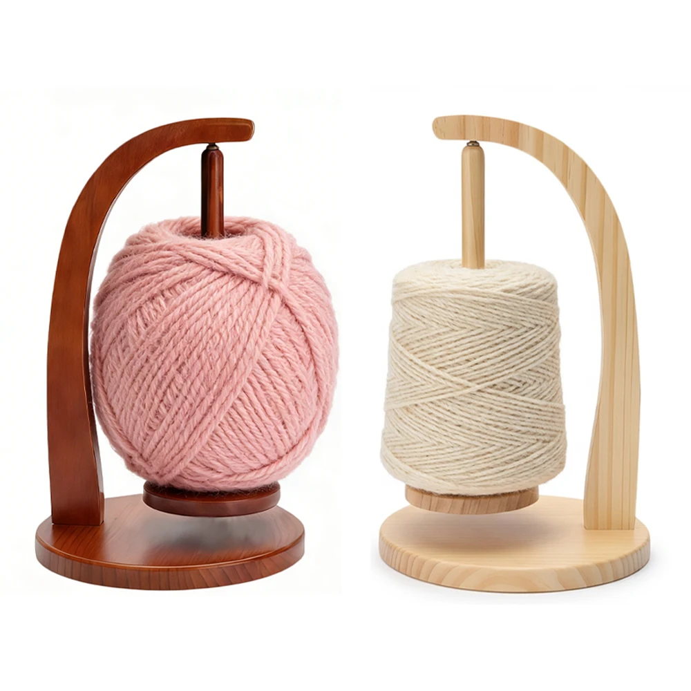 360° Rotating Wooden Yarn Holder Magnetic Thread Spool Spinner for Knitting Crochet Wool Ball Winder Sewing Tools & Accessory