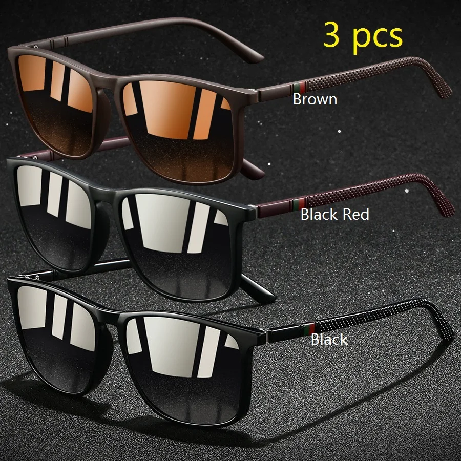 3PCS Mode Vintage Überprüfen Quadrat Sonnenbrille Männer Frauen Fahren Angeln Luxus Marke Designer Sonnenbrille Retro UV400 Brillen – Detail 5