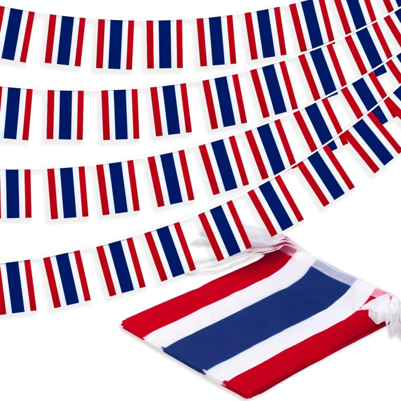 5M/20 Flag Thailand String Flag Pennant Banner, Small Mini Thai Flags Bunting Banner, National Country Decoration for School