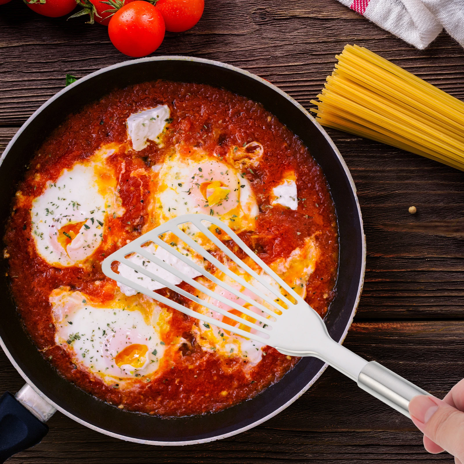 

1pc Thickened Steak Spatula Stainless Steel Long Handle Cooking Shovel For Home Kitchen Baking Frying Tool Kitchen Pancake