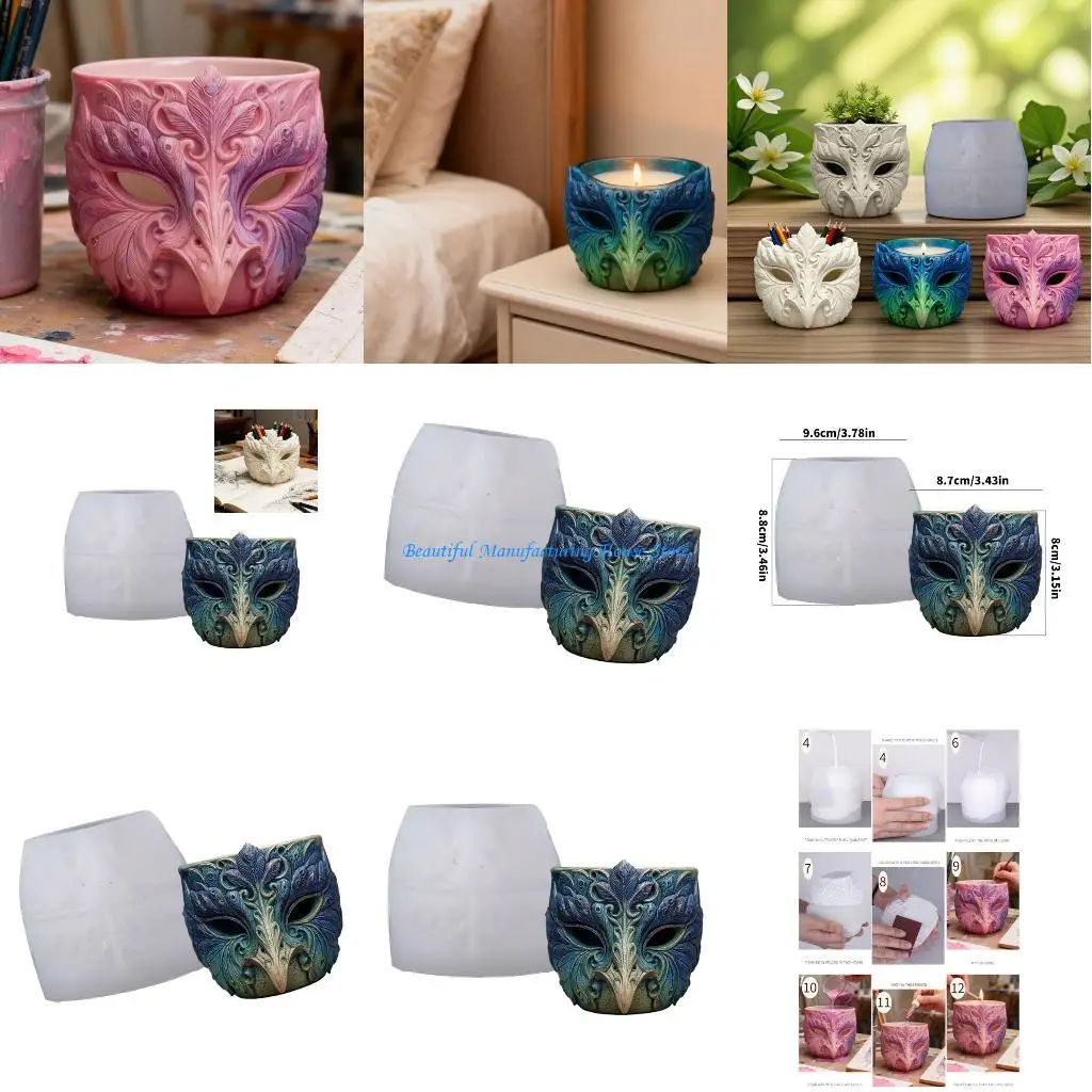 

E56A Detailed Bird Face Silicone Mold Creating Unique Plant Pots Holders Resin Art Projects With Smooth Finishes