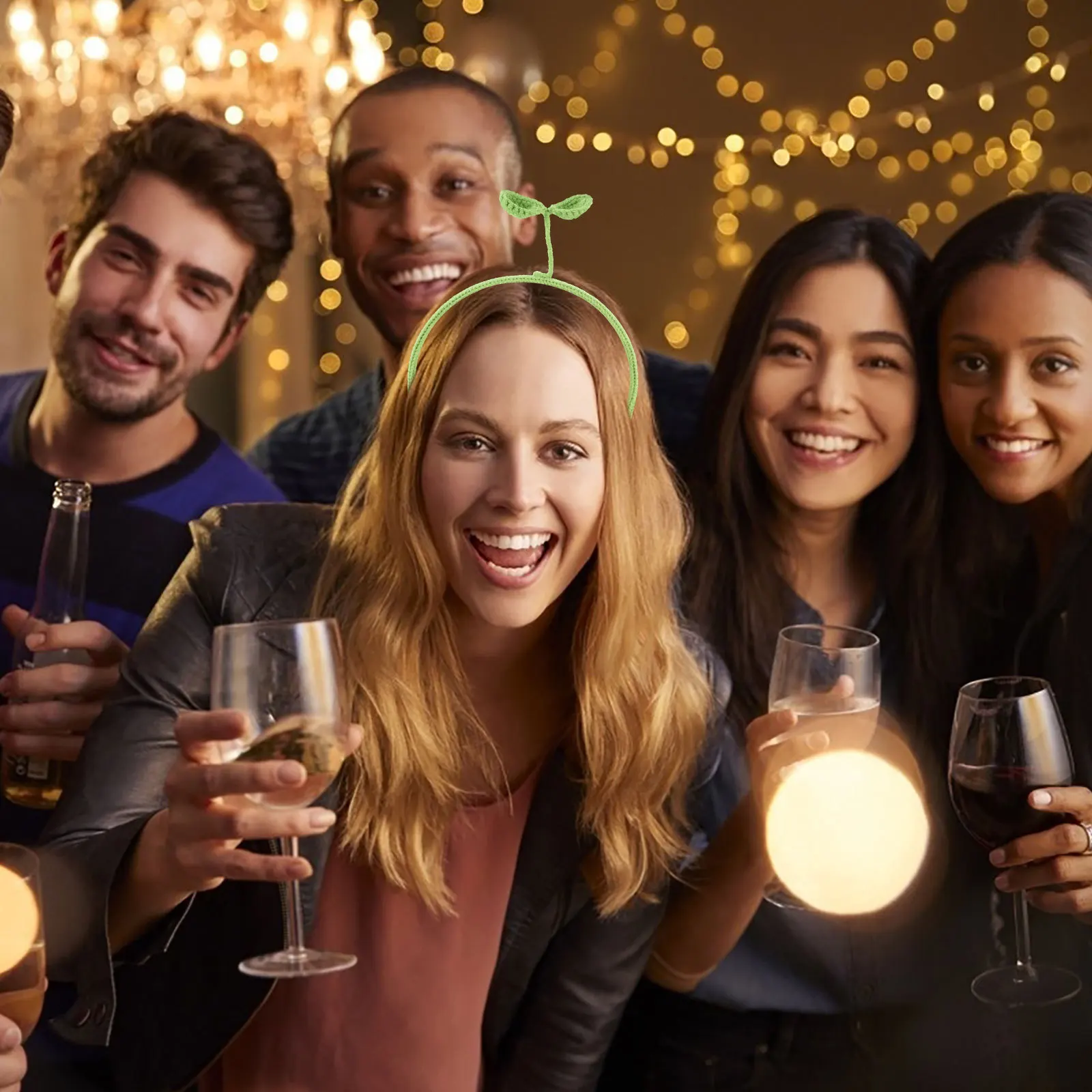 

Bean Sprout Headband Crochet Yarn Soft Woolen Elastic Fit Party Wedding Hair Accessories Green Headbands for Women