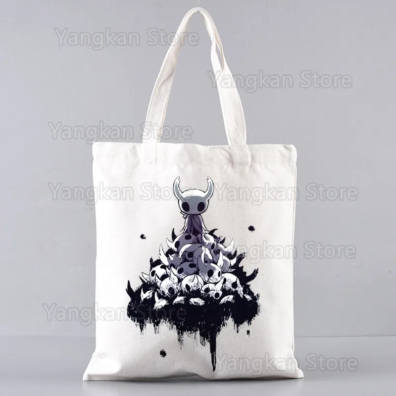 

Hollow Knight Ghost Knight Game Skull Shoulder Canvas Bags Large Capacity College Harajuku Handbag Women Bag Shopping Bag