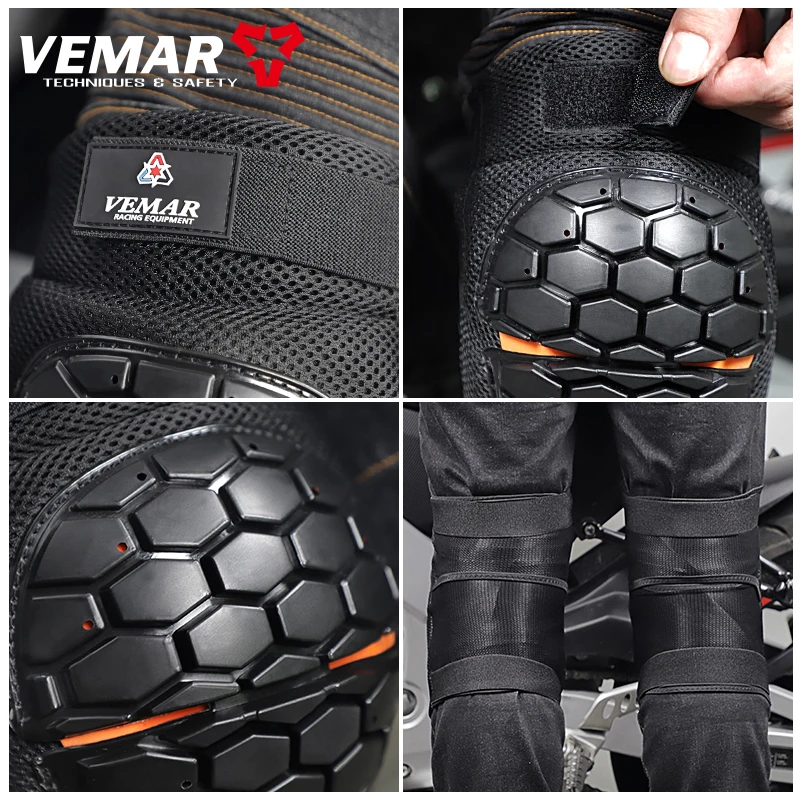 Cheap High Quality VEMAR Motorcycle Knee Protector Summer Bike Knee Brace Anti-fall Leg Protection Riding Motocross Knee Pads