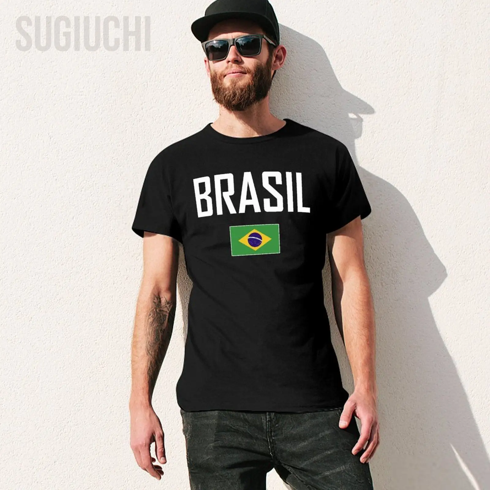 Unisex Men Tshirt BRAZIL BRASIL Flag And Font Tees T-Shirt O-neck T Shirts Women Boys 100% Cotton Clothing More Color
