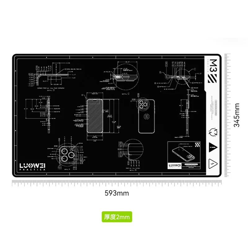 High quality Heat insulation pad Multifunctional working silicone pad High temperature resistance soldering mat for phone repair