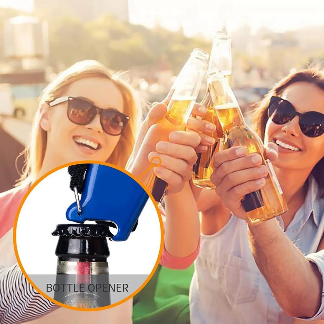 25 Watt Compact Megaphone Speaker PA Bullhorn - with Built-in Siren, Voice Recorder, Bottle Opener,Blue image 5