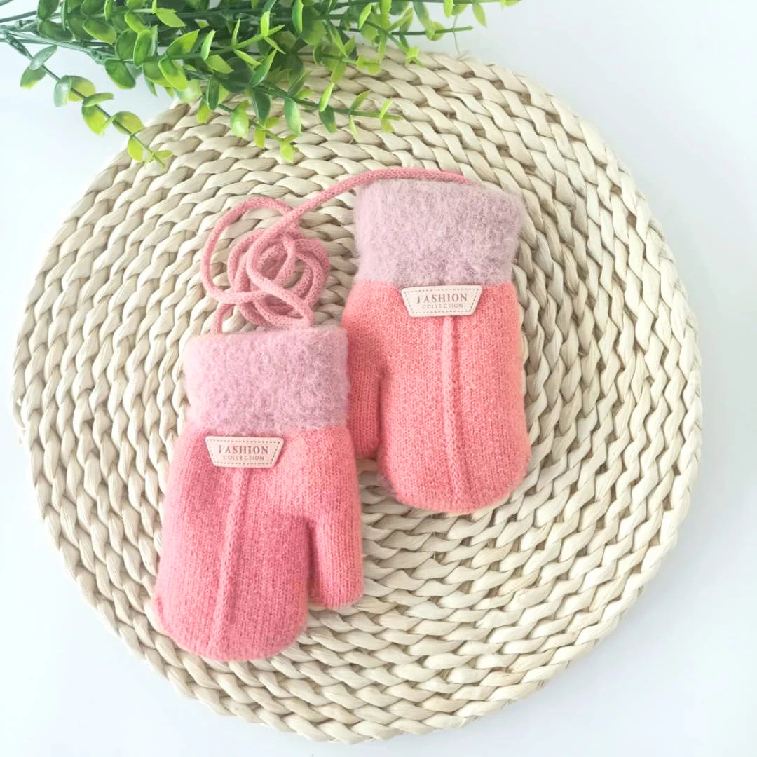 Warm Fleece Lined Kids Knit Mittens, Flexible Cuff Anti-drop Winter Outdoor Gloves for Boys Girls 4-8Y view 6