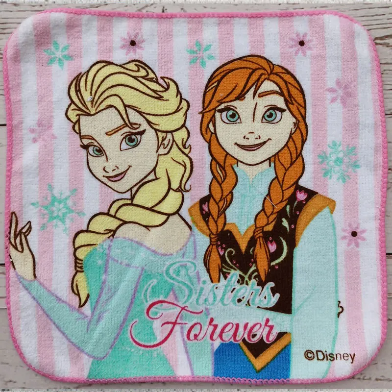 Disney Towel Elsa Frozen Princess Cartoon Small Square Face Hand Towel Handkerchief Children Towel Water Absorption 20x20cm