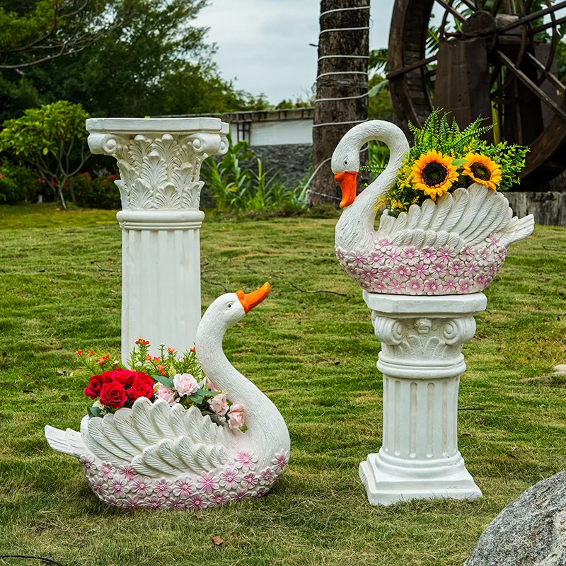 

DSA large outdoor swan flower pot creative courtyard balcony arrangement large outdoor garden decoration ornament