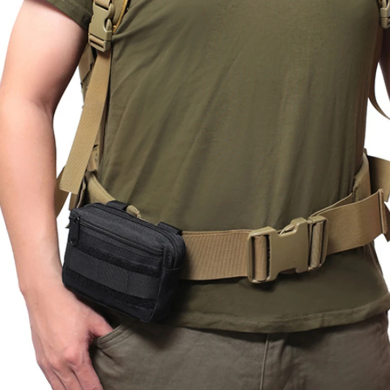 Double Layer EDC Pack Men Tactical Molle Waist Belt Nylon Hip Pouch Fanny Pack Camping Hunting Accessories Utility Bag