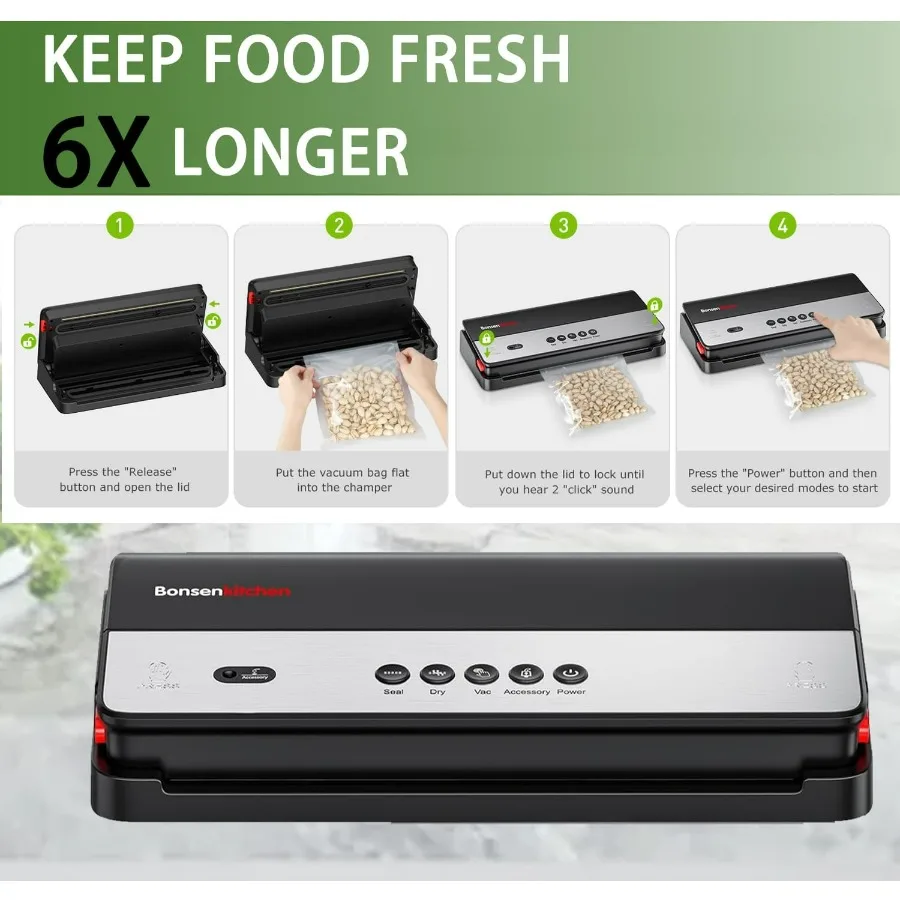 ماكينة تفريغ الهواء متعددة الوظائف مع قاطع مدمج وتخزين الحقائب لحفظ الطعام الكفاءة والختم المستمر عالي السرعة