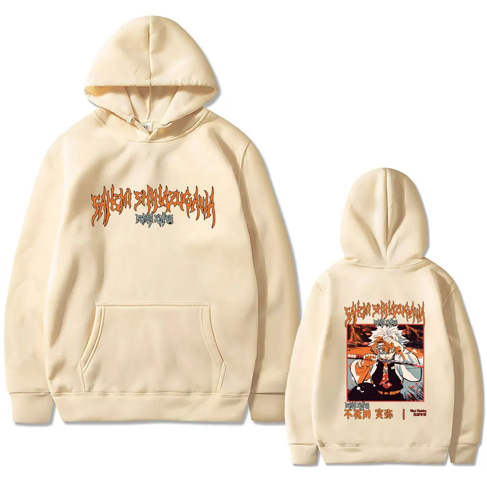 Anime Demon Slayer Shinazugawa Sanemi Graphic Hoodie Men Women High Quality Fleece Cotton Hoodies Male Vintage Hooded Sweatshirt