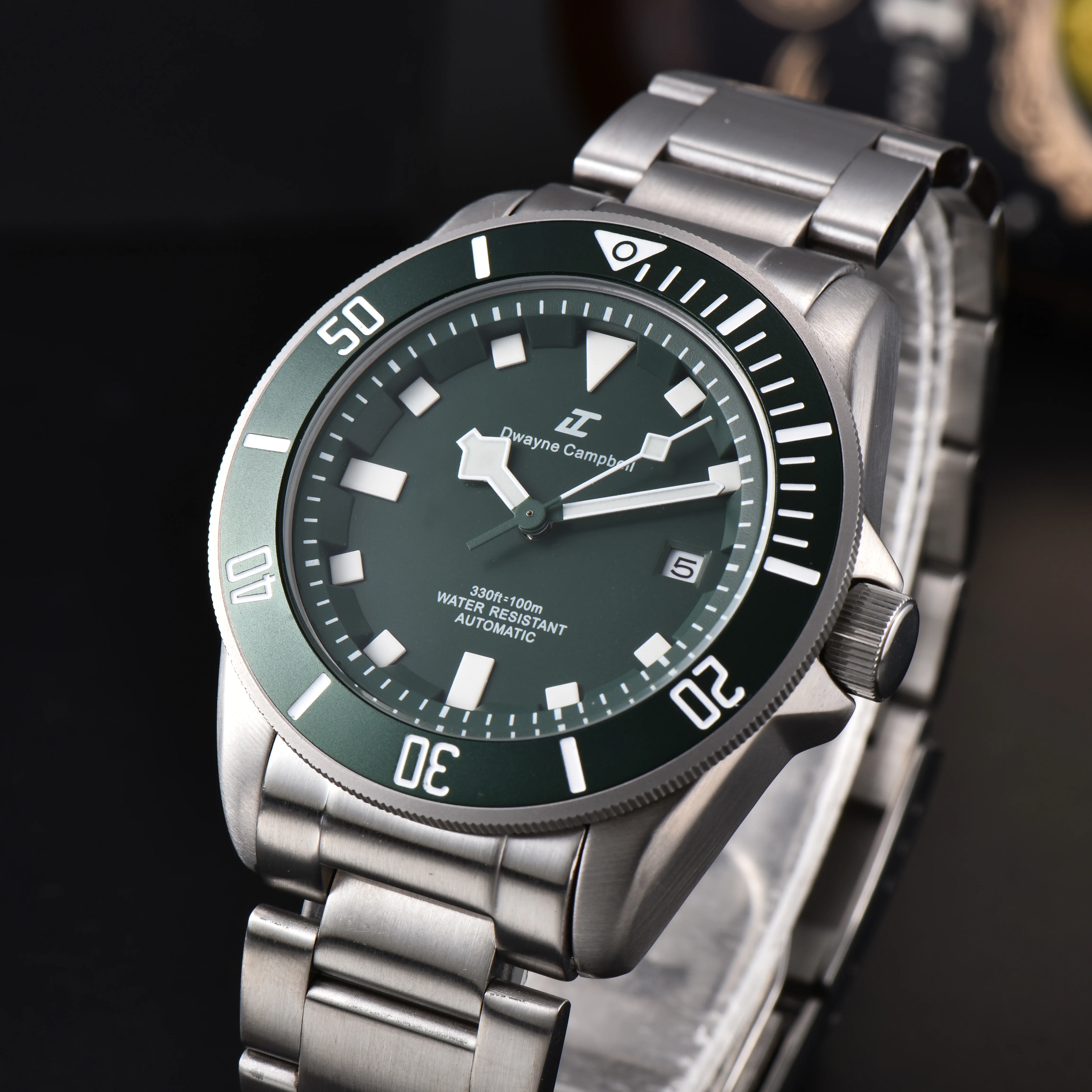 DWAYNE CAMPBELL 8215 Men's Automatic Mechanical Watch 42.5mm 316L Stainless Steel 50M Waterproof Sapphire Glass Luminous Diver S