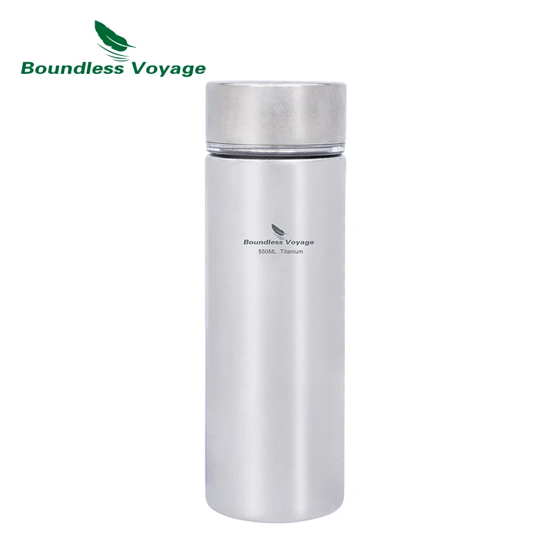 

Boundless Voyage 550ml Titanium Thermos Bottle with Lid Double-Walled Insulated Water Bottle Camping Tableware Ti3019D