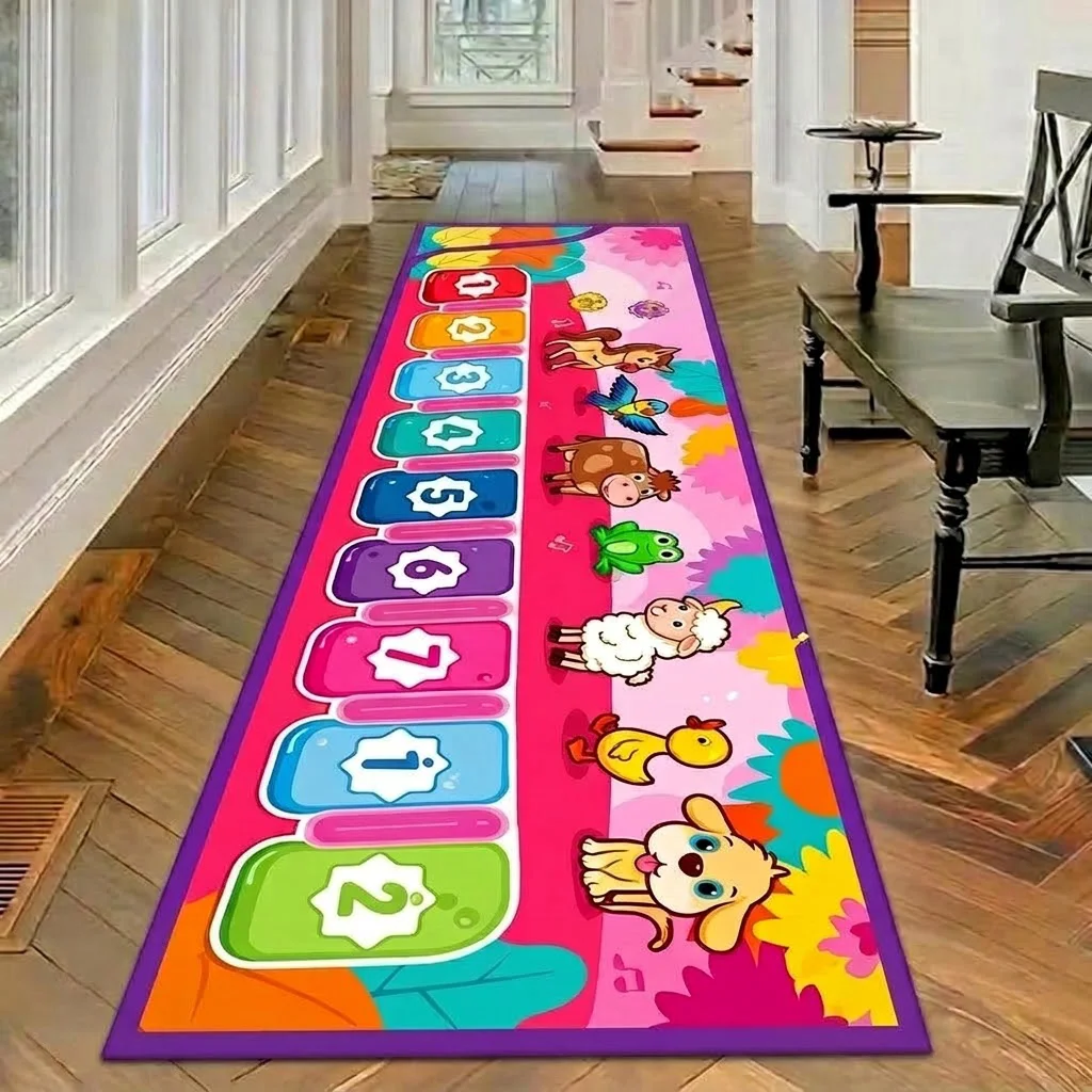 Oversized Long Rectangular Floor Rug for Hallway, Entryway and Living Room, Extra Large Runner Mat for Outdoor Dining, Kitchen, Doorway and Bathroom, Non-Slip PVC Bottom, Elegant Printed Design
