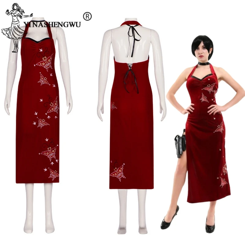 Ada Wong Cosplay Anime gra rezydent 4 kostiumy seksowna sukienka kobiety Cheongsam dziewczyna walczy z halloweenowym stroje imprezowe karnawałowym