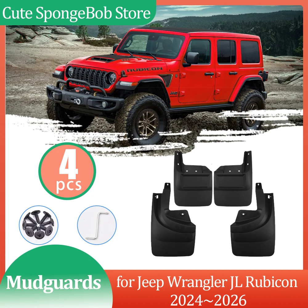 Guardabarros delantero y trasero para Jeep Wrangler JL Rubicon, 4 piezas, 2024 ~ 2026