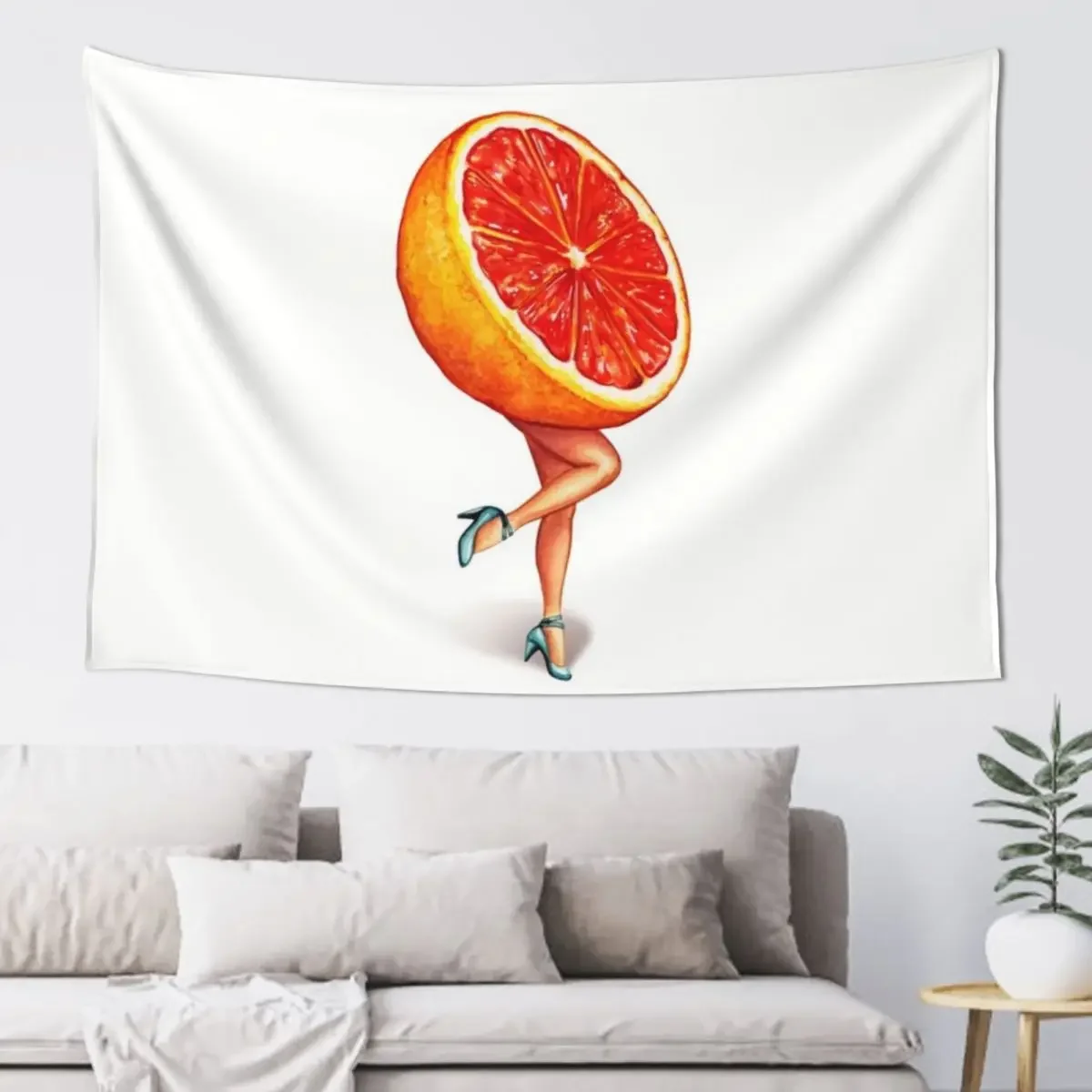 Fruit Stand - Grapefruit Girl Tapestry Korean Room Decor Aesthetic Decoration Wall Tapestries Japanese Room Decor Tapestry