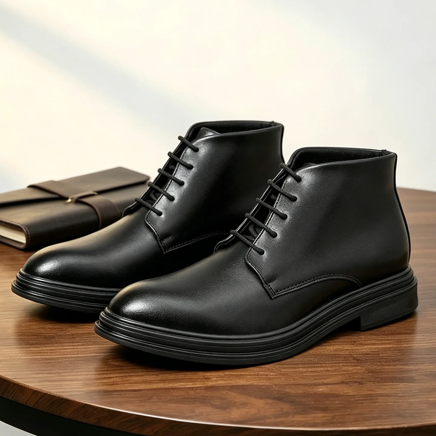 Men's British style leather boots, versatile high top boots, business and formal leather boots