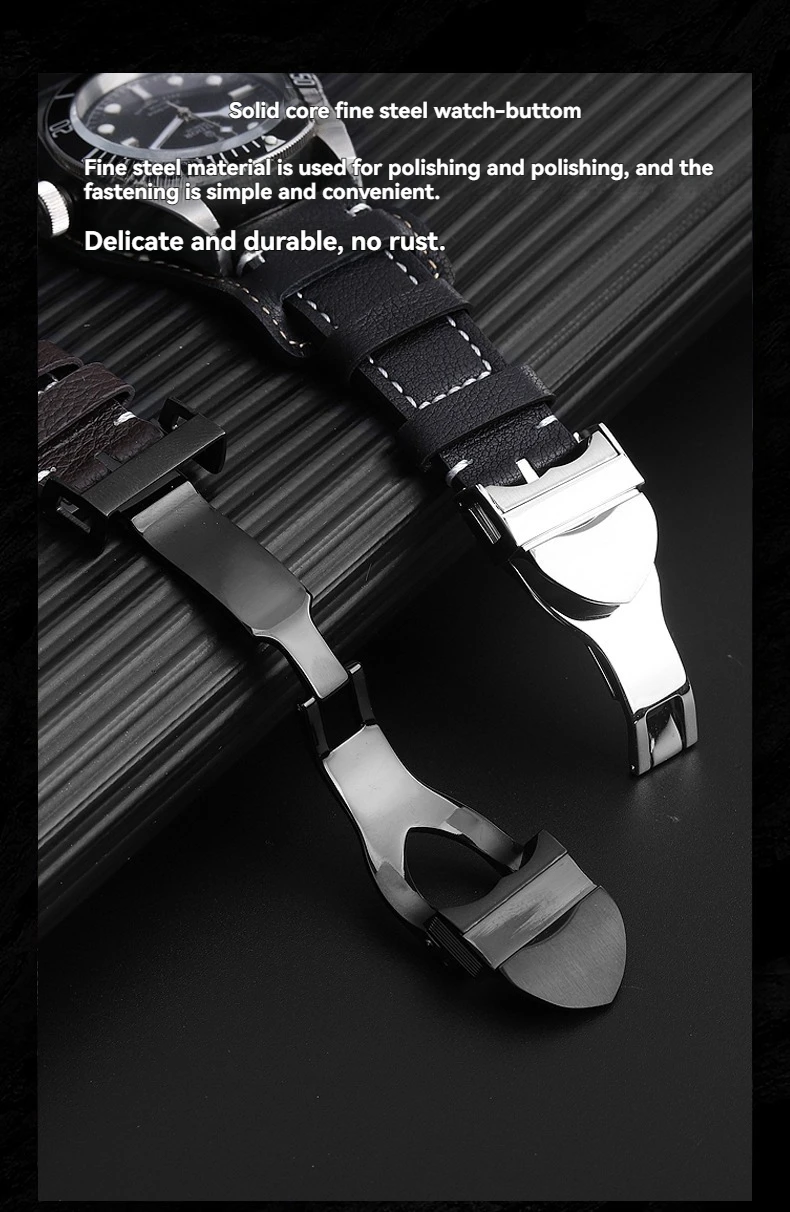 Винтажный кожаный ремешок для часов Tudor Black Bay, 20 мм, 22 мм, 1958/39 мм/41 мм/GMT/Pelagos |   Ремешок из натуральной воловьей кожи со складной пряжкой