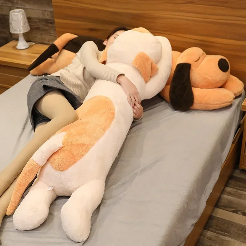 60/110CM Papa Dog Long Cat Cute Plush Toy Men and Women Models Sleeping Big Stuffed Animal Patung Dolls Plushie