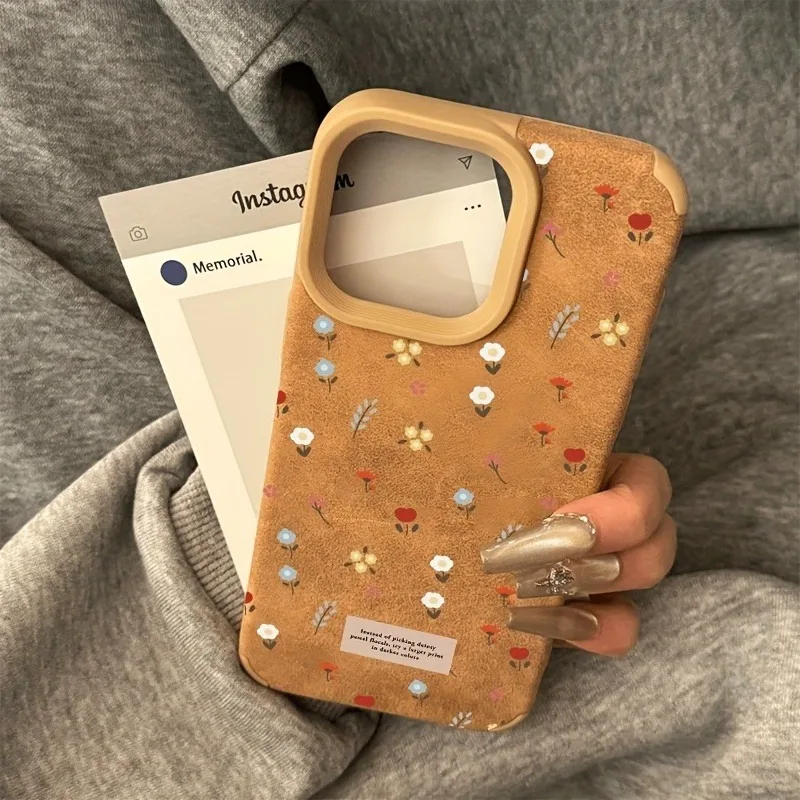 Para iphone 16 15 14 pro max 13 12 11 xs xr 16 plus vintage outono e inverno floral caso de telefone à prova de choque pára-choques proteger capa