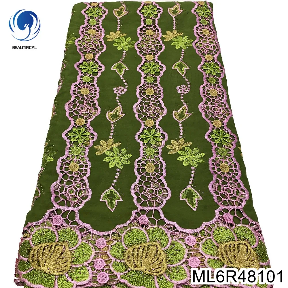 

5 Yards Laser Multicolor Embroidery Water Soluble Cord Fabric Swiss Voile Rhinestones Lace Fine Party Dress Cloth ML6R481