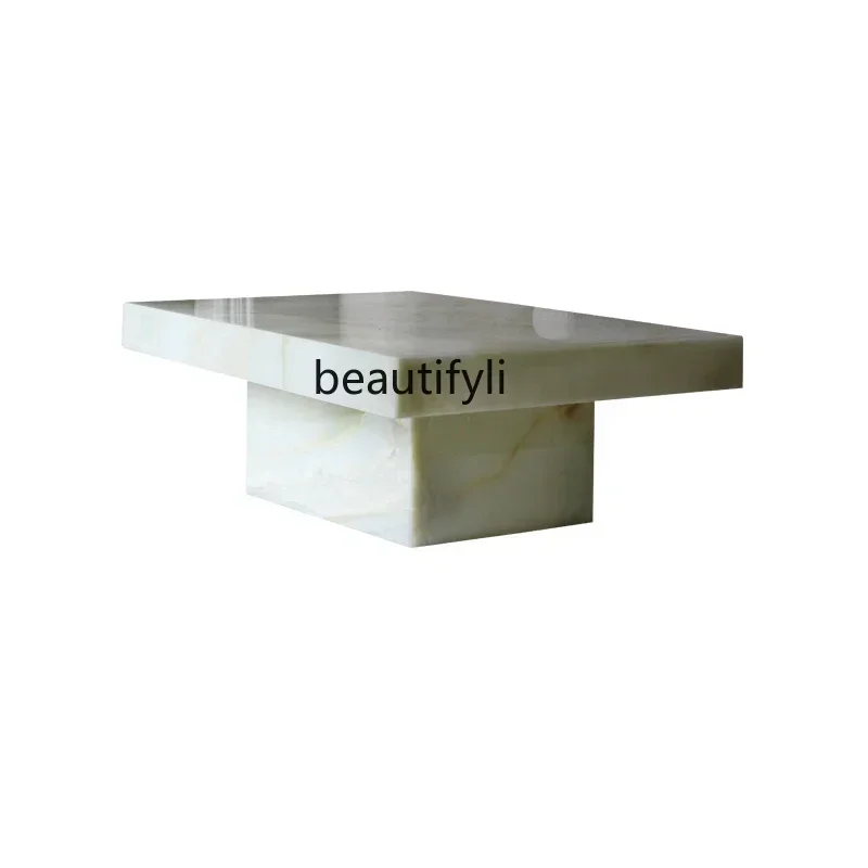 V Italian minimalist natural marble coffee table light luxury modern living room small apartment jade designer coffee table