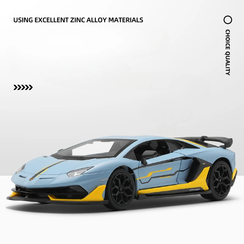 CCA Diecast 1:24 Lamborghini SVJ63 Alloy Supercar Model Sound and Light Collective Home Decor Metal Voiture Miniature Toys Boys