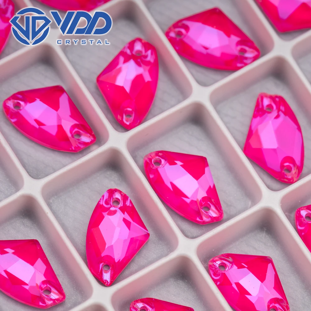 VDD Wholesale Top Quality K9 Neon Rose Glass Sew On Rhinestones Sewing Crystal Flatback Stones Box-packed DIY Garment Decoration