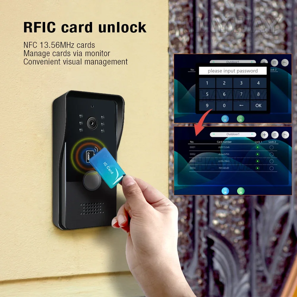 ระบบกล้องวงจรปิดอัจฉริยะสำหรับบ้านแบบ 2 สาย Tuya Wifi วิดีโออินเตอร์คอม 1080P พร้อมจอสัมผัส 7 นิ้ว วิดีโอประตูบ้าน ระบบรักษาความปลอดภัย