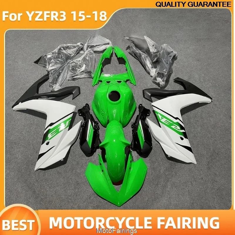 Fit YZFR3 2015 2016 2017 2018 Motorcycle Fairing Set for YAMAHA YZF R3 2015 2018 ABS Plastic Road White Green Bodykit NEW