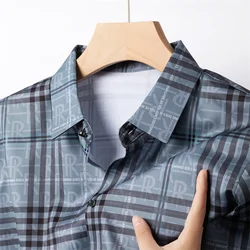 2024 Summer New Men's Business Casual Printed Short Sleeved Shirt Fashion Comfortable Wrinkle Resistant Top