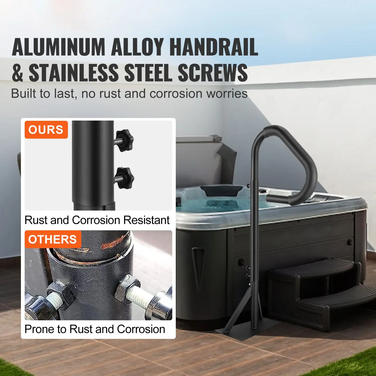 Hot Tub Handrail, 360 Rotatable Spa Side Handrail with 48