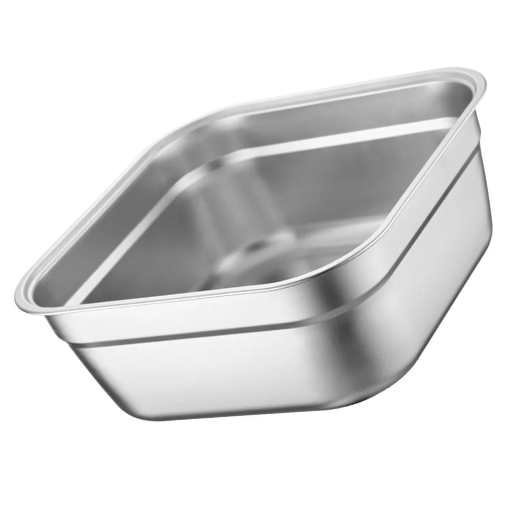 

Square Basin Thick Stainless Steel Vegetable Pot Washing Buffet Party Metal Tray Canteen