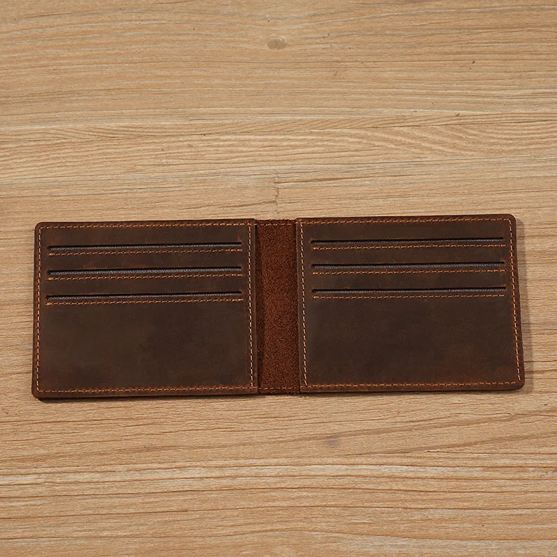 Custom Personalized Crazy Horse Credit Card Holder Wallet- Slim 8 Slot Wallet Case (10.8x8cm) for Men Women